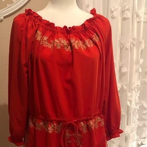 Tomato Red Embroidered Tunic